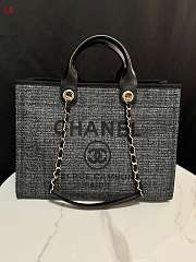 Chanel Deauville Tote Bag Dark Grey 38×30×18cm - 1