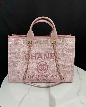 Chanel Deauville Tote Bag Pink 38×30×18cm