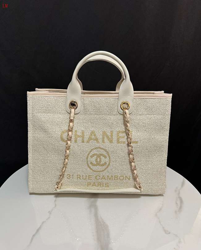 Chanel Deauville Tote Bag Light Beige 38×30×18cm - 1