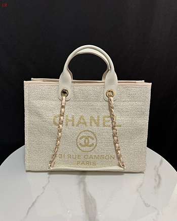 Chanel Deauville Tote Bag Light Beige 38×30×18cm