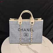 Chanel Deauville Tote Bag Beige Denim 38×30×18cm - 1