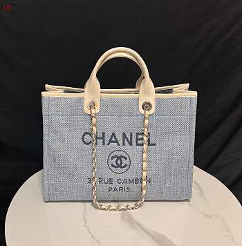 Chanel Deauville Tote Bag Beige Denim 38×30×18cm