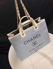 Chanel Deauville Tote Bag Beige Denim 38×30×18cm - 5