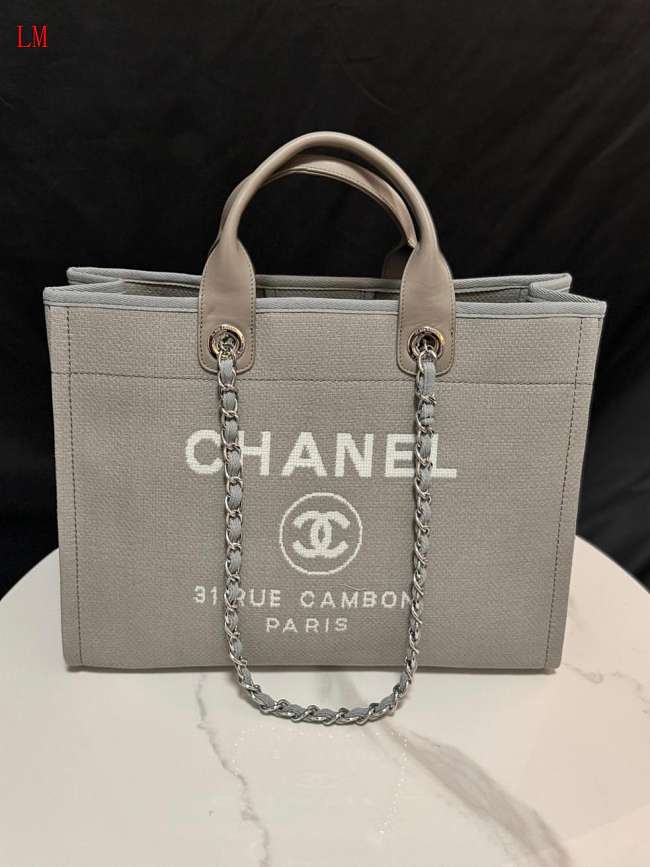 Chanel Deauville Tote Bag Dark Beige 38×30×18cm - 1