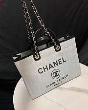 Chanel Deauville Tote Bag Black Grey 38×30×18cm - 5