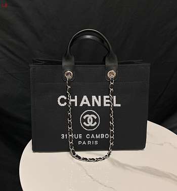 Chanel Deauville Tote Bag Black 38×30×18cm