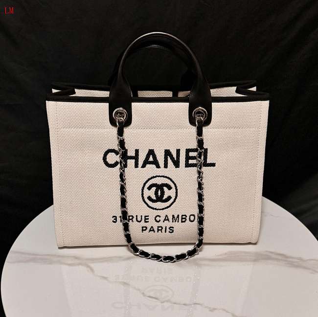 Chanel Deauville Tote Bag Black Beige 38×30×18cm - 1