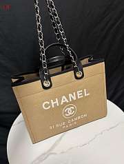 Chanel Deauville Tote Bag Black Tan 38×30×18cm - 5