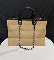 Chanel Deauville Tote Bag Black Tan 38×30×18cm - 3