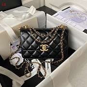 Chanel Black Quilted Lambskin Flap Bag Brushed Gold Hardware 22×14.5×8cm - 1