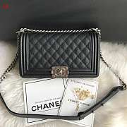 Chanel Boy Old Medium Caviar Black Silver 25cm - 1