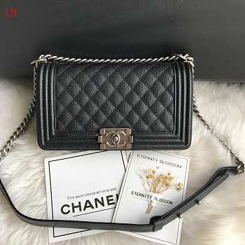 Chanel Boy Old Medium Caviar Black Silver 25cm