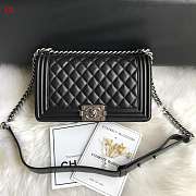 Chanel Boy Old Medium Lambskin Black Silver 25cm - 1