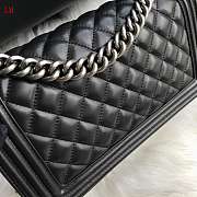 Chanel Boy Old Medium Lambskin Black Silver 25cm - 2