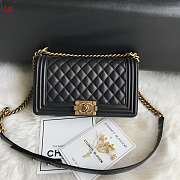 Chanel Boy Old Medium Caviar Black Matte Gold 25cm - 1