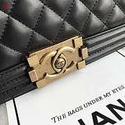 Chanel Boy Old Medium Lambskin Black Matte Gold 25cm - 5