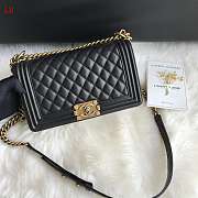 Chanel Boy Old Medium Lambskin Black Matte Gold 25cm - 4