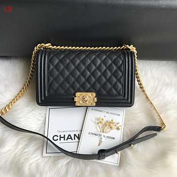 Chanel Boy Old Medium Caviar Black Gold 25cm