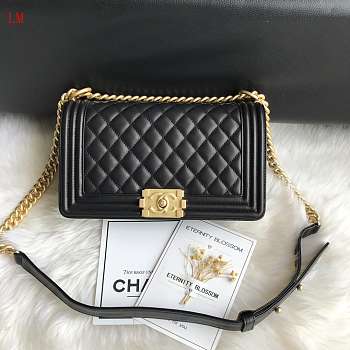 Chanel Boy Old Medium Lambskin Black Gold 25cm