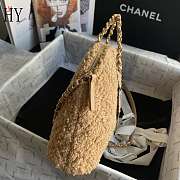 Chanel 24B Clutch Shearling Lambskin Dark Beige 20.5x28.5x7cm - 4