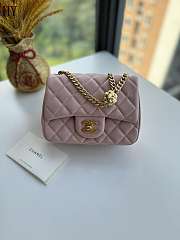 Chanel Camellia Pink Calfskin Flap Bag 17cm - 1