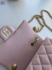 Chanel Camellia Pink Calfskin Flap Bag 17cm - 4