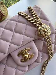 Chanel Camellia Pink Calfskin Flap Bag 17cm - 2