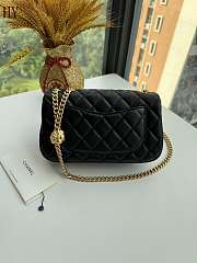 Chanel Camellia Black Calfskin Flap Bag 20cm - 3