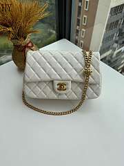 Chanel Camellia White Calfskin Flap Bag 23cm - 1