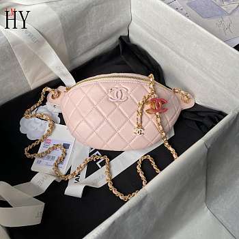 Chanel 24A AS4113 Double C Waist Bag Pink 27cm