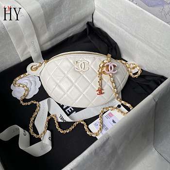 Chanel 24A AS4113 Double C Waist Bag White 27cm