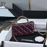 Chanel Flap Phone Holder Shiny Lambskin Burgundy 17cm - 4