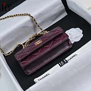 Chanel Flap Phone Holder Shiny Lambskin Burgundy 17cm - 3