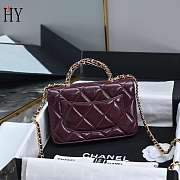 Chanel Flap Phone Holder Shiny Lambskin Burgundy 19cm - 5