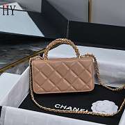 Chanel Flap Phone Holder Shiny Lambskin Apricot 17cm - 3