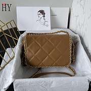 Chanel Crumpled Calfskin Chain all over Flap Beige 21*13*6.5cm - 4