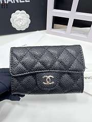 Chanel Classic Card Holder Calfskin Black Silver 11*8.5*3 - 1