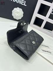 Chanel Classic Card Holder Calfskin Black Silver 11*8.5*3 - 4