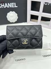 Chanel Classic Card Holder Calfskin Black Gold 11*8.5*3 - 1