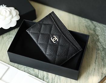 Chanel Classic Card Holder Caviar Black Silver 11x7.5cm