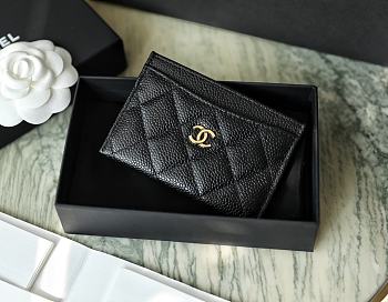 Chanel Classic Card Holder Caviar Black Gold 11x7.5cm