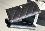 Classic Long Flap Trifold Wallet Caviar Leather 9*16.5*3CM - 4