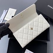 Chane Caviar Qquilted CC Gusset Flap Wallet White 19*10.5*3CM - 2