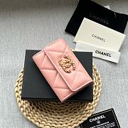 Chanel 19 Flap Card Holder Pink Lambskin 11*8.5*3CM - 4