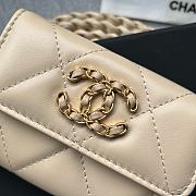 Chanel 19 Flap Card Holder Beige Lambskin 11*8.5*3CM - 2