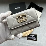 Chanel 19 Flap Card Holder Grey Lambskin 11*8.5*3CM - 1