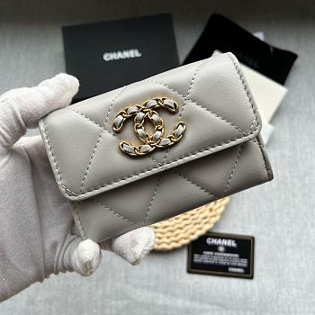 Chanel 19 Flap Card Holder Grey Lambskin 11*8.5*3CM