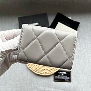 Chanel 19 Flap Card Holder Grey Lambskin 11*8.5*3CM - 3