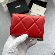 Chanel 19 Flap Card Holder Red Lambskin 11*8.5*3CM - 5