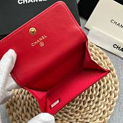 Chanel 19 Flap Card Holder Red Lambskin 11*8.5*3CM - 4